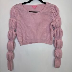 Sugar Thrillz Light Pink Bubble Sleeve Sweater